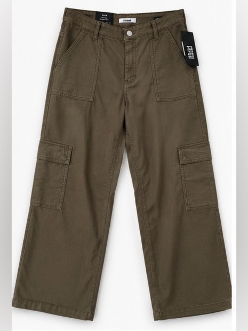 Mavi Alva High Rise‎ Straight Cargo Pants Olive Green Luxe Twill Tencel Blend